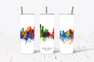 Watercolor City Skyline Tumbler